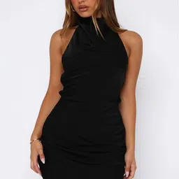 LULU & SKY Women Halter Neck Bodycon Mini Dress-picture-22