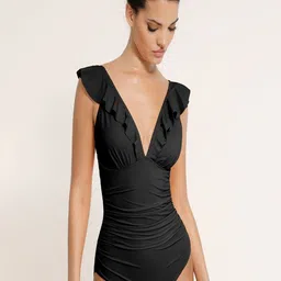 SHOP THE EDIT V-Neck Tummy Control Swim Bodysuit-image-16