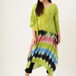 Chandbaali Women Abstract Printed Round Neck Kaftan Kurta image 5