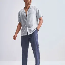 HIGHLANDER Men Relaxed Fit Solid Cuban Collar Casual Shirt image 3