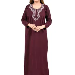 MIAVII CREATION Women Embroidered Woollen Maxi Nightdress-picture-25