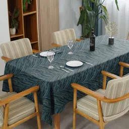 Aura Stripped Print Teal 6-Seater Table Cover image 3