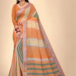Abhilasha Striped Zari Handloom Maheshwari Saree-picture-36