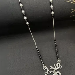 Laksh Enterprise Artificial Stones Studded & Beaded Heart Shaped R Alphabet Mangalsutra-picture-40