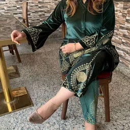 Sdc Collections Printed Velvet Tunic With Trousers Co-Ords image 2