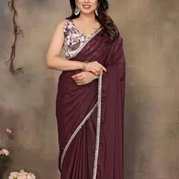 ODETTE Sequinned Poly Georgette Saree image 4