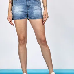 PUELLA Women Cotton Washed High-Rise Denim Shorts-image-81
