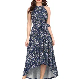SZN Women Floral Print Halter Neck Fit & Flare Maxi Dress-picture-37