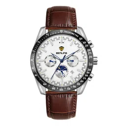 BENLING Men Dial & Leather Straps Analogue Multi Function Automatic Watch BENL-0003-WYT-BRWN image 3