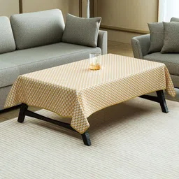 Aura Gold-Toned & White Printed Vinyl 4-Seater Rectangle Table Cover-picture-12