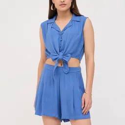 DressBerry Shirt Collar Top With Shorts Co-Ords-image-24