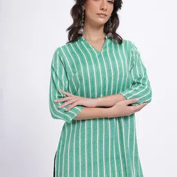 Anouk Rustic Mandarin Collar Striped Straight Kurta-picture-15