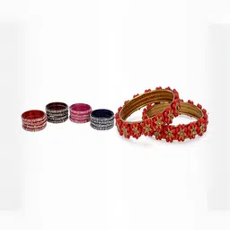 SOMIL Set of 18 Handcrafted Glass Bangle-image-8