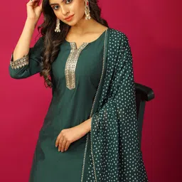 JDS LIFESTYLE Women Floral Regular Kurta with Trousers & With Dupatta image 5