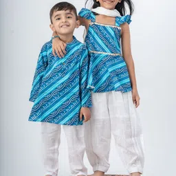 Peekaaboo Kids Boys Ethnic Motifs Printed Regular Pure Cotton Kurta with Pyjamas image 2
