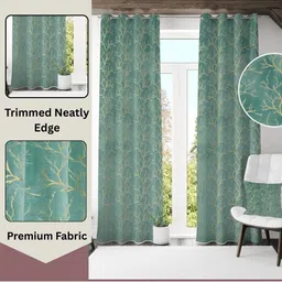 GEET CREATIONS Cream-Coloured Set of 2 Floral Window Curtain image 2