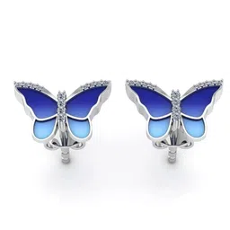 MISS HIGHNESS 925 Sterling Silver Rhodium-Plated CZ Studded Butterfly Shaped Studs image 4