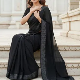 Moda Rapido Woven Design Beads and Stones Poly Georgette Designer Saree image 2