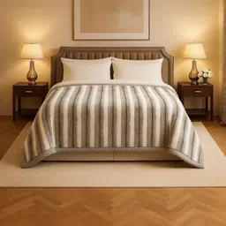 Signature Vindhya Black Striped Fur Reversible 1200 GSM Heavy Winter Blanket-picture-28