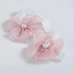 Hopscotch Infant Girls Self Design Floral Applique Bodysuit with headband image 4