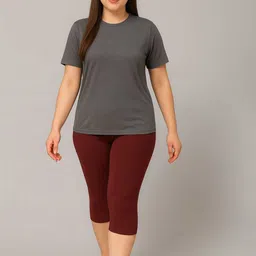 Attire Zone Round Neck Quick-Drying Stretchable T-Shirt & Capri Swim Set image 3