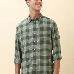 Allen Solly Men Checked Spread Collar Pure Cotton Casual Shirt-picture-42