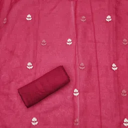 Panzora Floral Embroidered Thread Work Unstitched Dress Material image 3