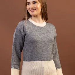 GFO Women Colourblocked Woollen Long Sleeves Pullover-picture-15