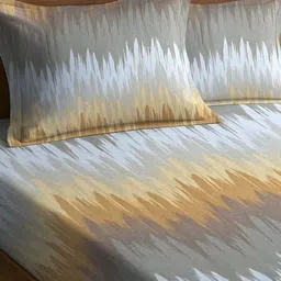 WEAVE AND DECOR Multicoloured 300 TC King Bedsheet with 2 Pillow Covers image 3