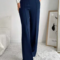 BROADSTAR Women Smart Straight Fit High-Rise Easy Wash Pleated Trousers-image-7