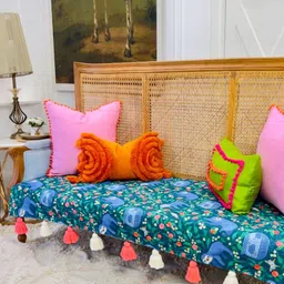 THROWPILLOW Green & Multicoloured Printed Polyester 1 Piece Sofa Cover image 2