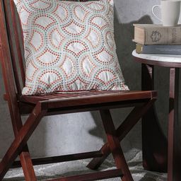 MASPAR White & Orange-Colored Embroidered Medium Square Cushion Cover-picture-16