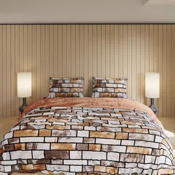 Monte Carlo Brown & White Geometric 300 TC Bedsheet with 2 Pillow Covers 904 GSM-picture-24