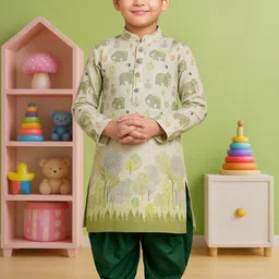 ahlan apparels Cotton Blend Digital Printed Kurta & Dupion Silk Patiyala Set For Boys.-picture-38