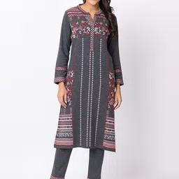 KEIKO Ethnic Motifs Woven Design Knitted Jacquard Acrylic Straight Kurta With Trouser-picture-25