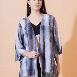 ARV TRENDS Woman Stripe Back Ai Printed Georgette Fabric Half Sleeve Shrug image 5