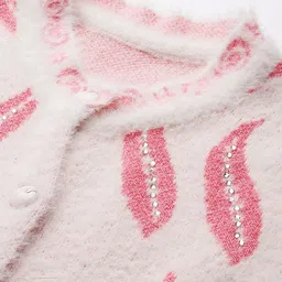 BAESD Women Ethnic Motifs Self Design Embellished Woollen Cardigan Sweater image 3