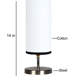 Devansh White & Black Steel Table Lamp With Cotton Shade image 5
