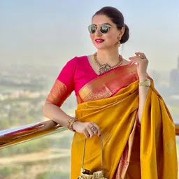 Moda Rapido Woven Design Zari Silk Blend Handloom Banarasi Saree image 2