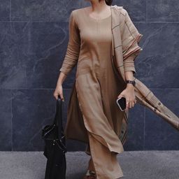 GoSriKi Round Neck Straight Kurta With Trousers & Dupatta-picture-3