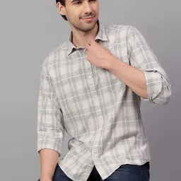 Cantabil Men Slim Fit Tartan Checks Opaque Checked Casual Shirt-picture-33