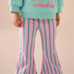 LULU & SKY Girls Striped Flared Mid-Rise Trousers-picture-57