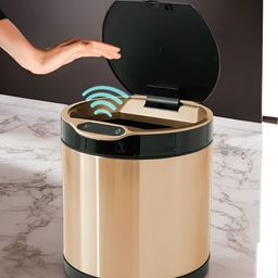 The Better Home Black Color-Block Stainless Steel Toe Touch Dustbin - 6L-picture-33