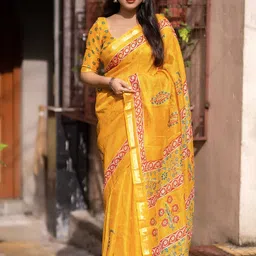 DIVASTRI Ethnic Motifs Zari Silk Blend Kota Saree-picture-25