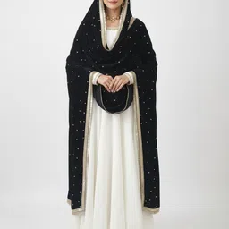 Traditions Bazaar Velvet Dupatta with Beads and Stones-picture-21