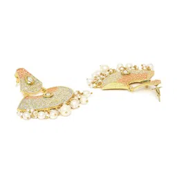 Anouk Meenakari Kundan Studded Contemporary Shaped Drop Earrings image 5