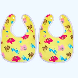 little bloom Baby Feeding Printed Apron Bibs with Snap Button & Washable Cotton PVC Material image 2