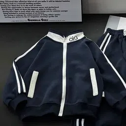 Xsole Boys Striped High Neck Long Sleeves Sweatshirt With Joggers image 3