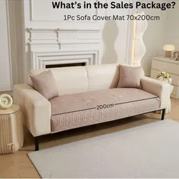 HOMETHREADS Beige & Peach-Coloured Printed Sofa Cover image 3