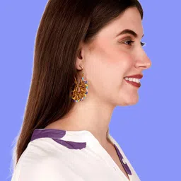 Anouk Gold-Plated Artificial Beaded Floral Shaped Hoop Earrings image 5